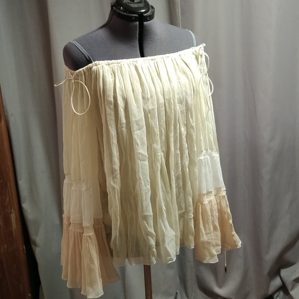 Chloe, silk off the shoulder chiffon blouse